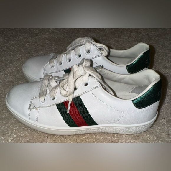 GUCCI TODDLER LEATHER LOW-TOP WITH WEB SIZE 29 - Picture 1 of 5